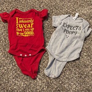 Harry Potter Baby Onesies 6m Bundle — ‘Expecto Poopy’ + ‘I Solemnly Swear’